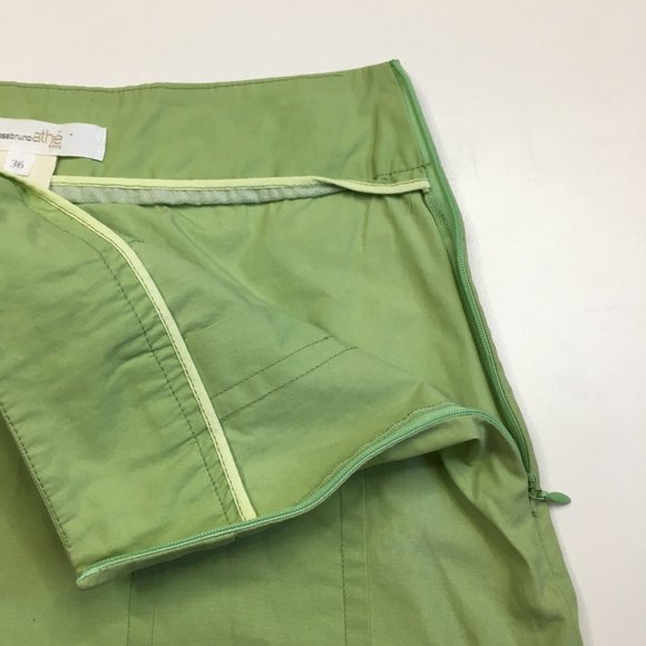 VANESSA BRUNO Athe France Green/Lime Pleated Detailing A Line Skirt - Picture 3 of 8
